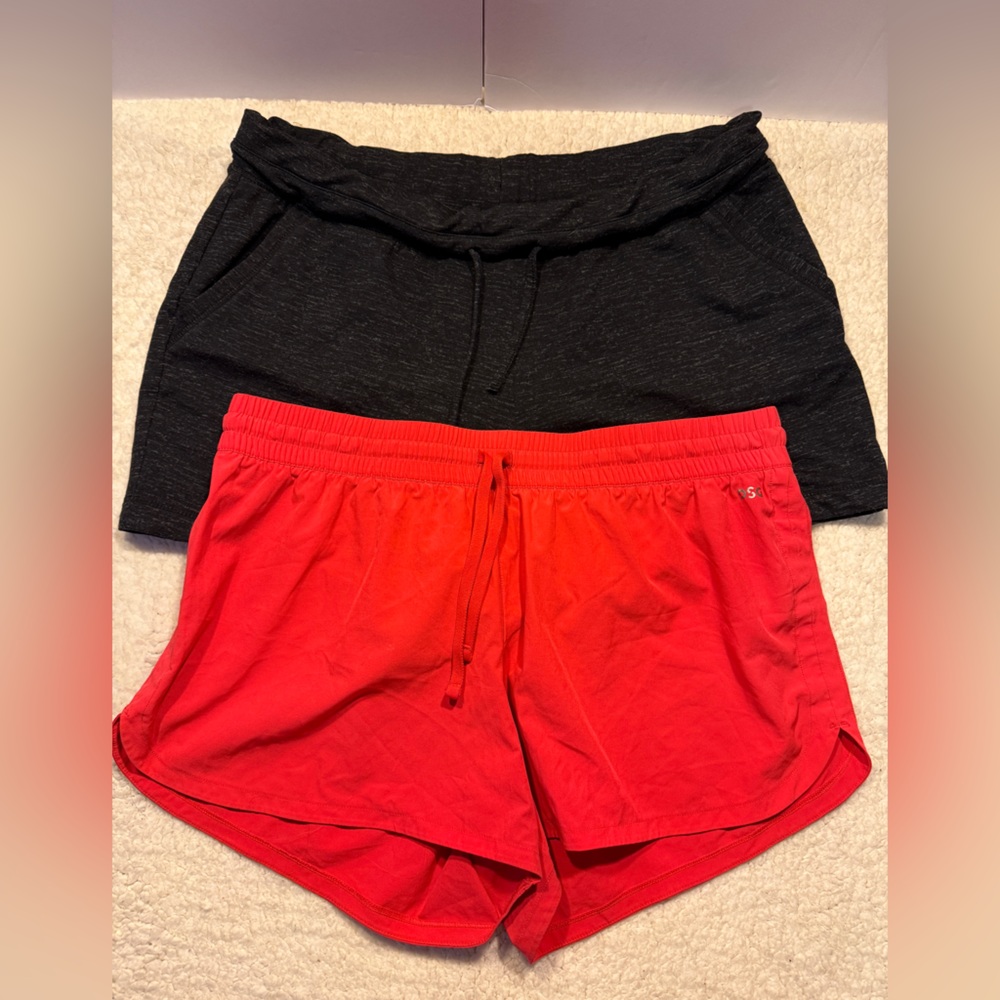 Women's Black and DSG Red Shorts Set. Size Large.